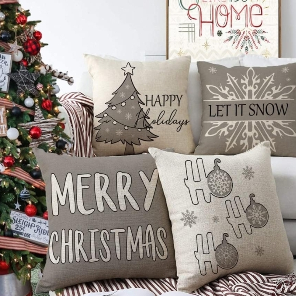 Festive Holiday Throw Pillow Covers Set